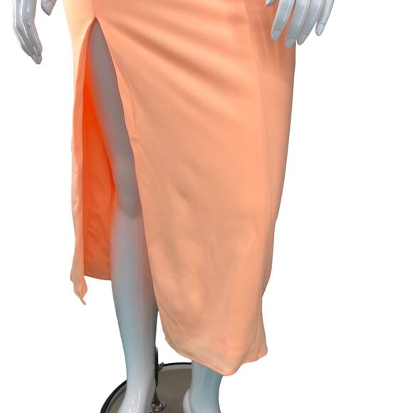 Show Me Your Mumu Womens Size M Luca Midi Dress Cantaloupe Twist Front Stretch - Picture 5 of 16